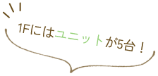 1Fにはユニットが5台！